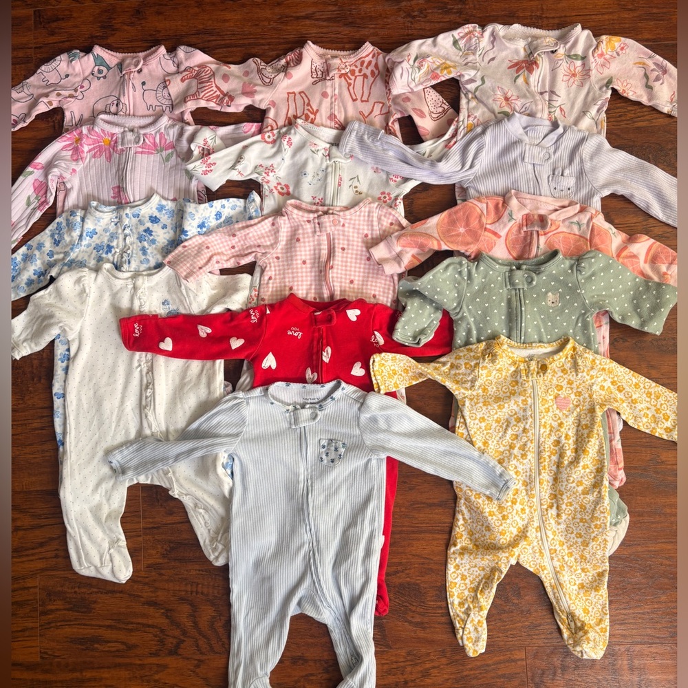 Baby girl sleepers bundle size 3 months 14 total
